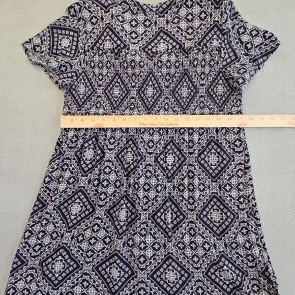 Kate and Sam Midi Dress Navy White Button Up Elastic Waist  Size Medium EUC LN - Picture 14 of 16